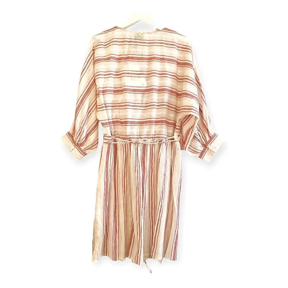 Antik Batik Serifos ruffled striped cotton‎ mini dress Size 42 FR/US 10, NWT